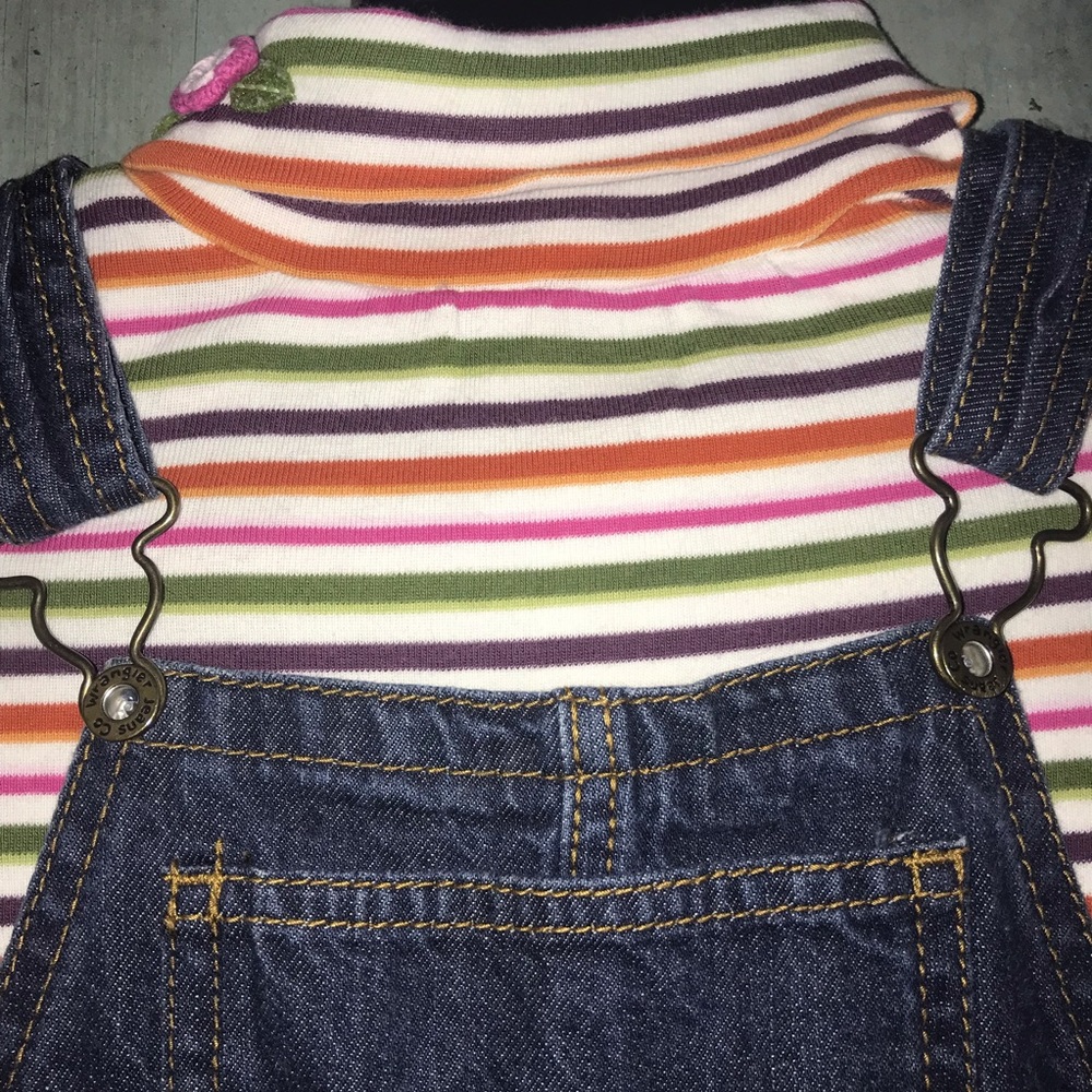 Girls 5t overall and long-sleeved turtle neck set